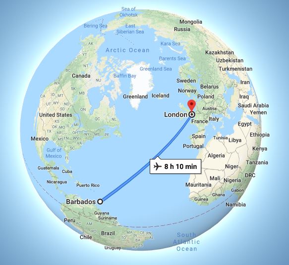 London to Barbados